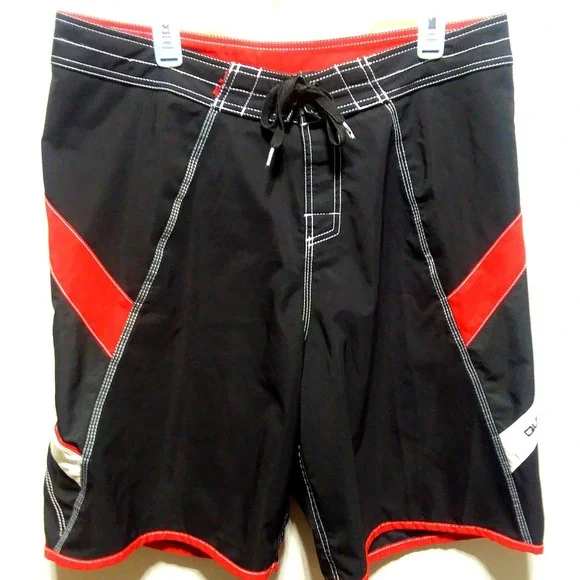 Quiksilver Board Shorts Swim Surf Red Black Accents‎ Men's Size 36 - Picture 10 of 10